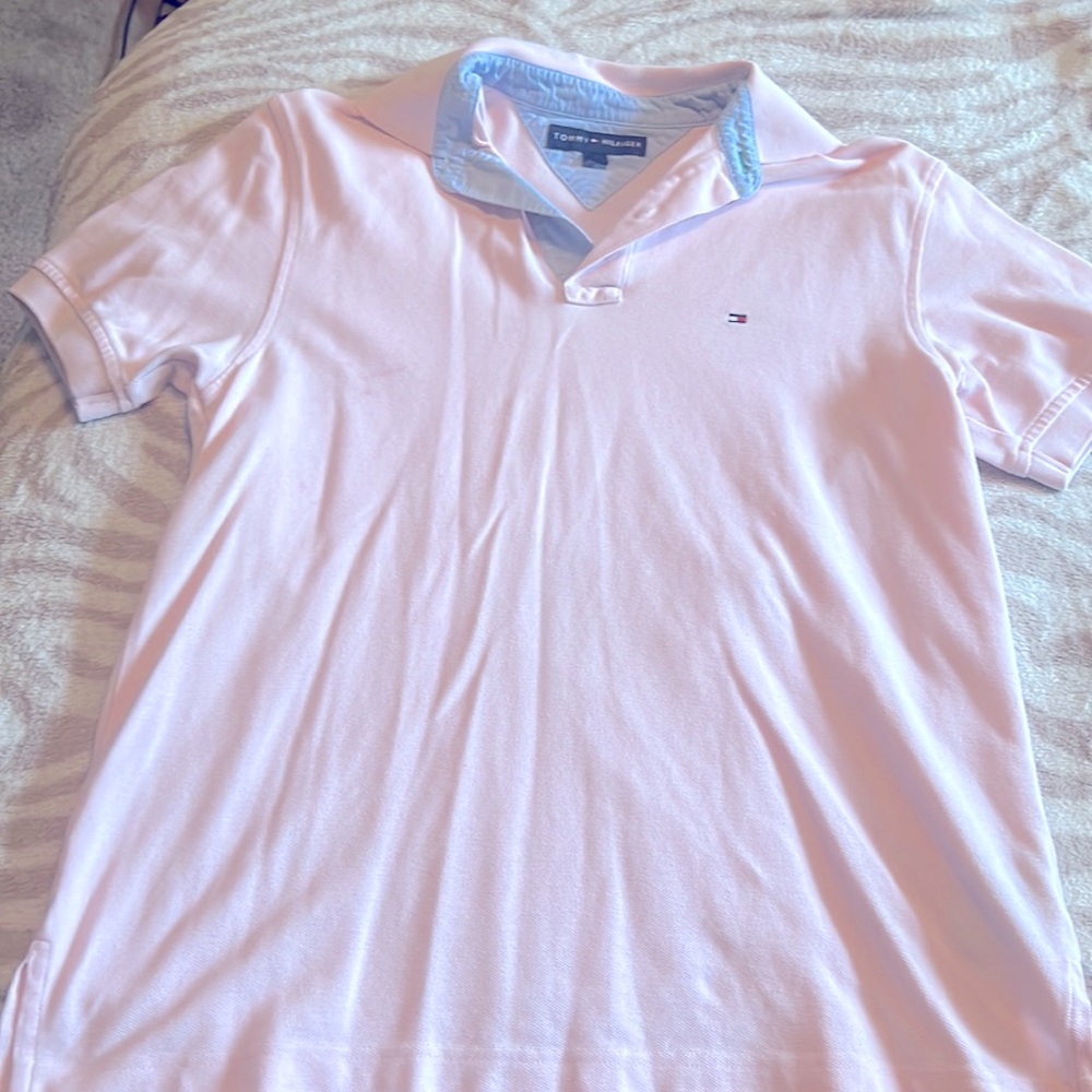A pink Tommy Hilfiger polo great golfing shirt